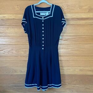 Vintage 80s 90s sailor style button front romper